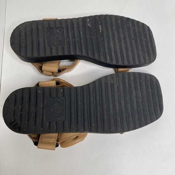 Zara Womens Tan Strapped Bow Sandals Size 36 Fits Like US 6.5 - Picture 9 of 9
